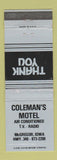 Matchbook Cover - Coleman's Motel McGregor IA WEAR