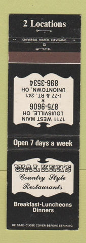 Matchbook Cover - Walker's Country Style Restaurants Uniontown Louisville OH
