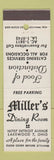 Matchbook Cover - Miller's Dining Room Restaurant Lakewood O H