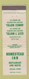 Matchbook Cover - Homestead Inn Restaurant Motel Milan OH WEAR