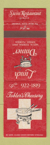 Matchbook Cover - Tobler's Cheesery Dania FL Restaurant Swiss WEAR