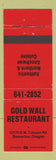 Matchbook Cover - Gold Wall Restaurant Chinese Beaverton OR