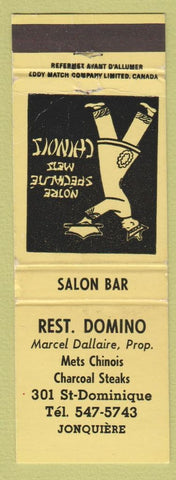Matchbook Cover - Rest Domino Chinese Jonquiere QC WEAR