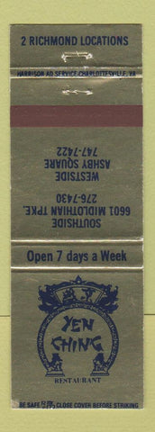 Matchbook Cover - Yen Ching Chinese Restaurant Richmond VA