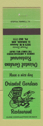 Matchbook Cover - Oriental Gardens Restaurant Chinese El Dorado AR