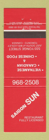 Matchbook Cover - Saigon Sun Chinese Restaurant Vietnamese Toronto ON
