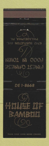 Matchbook Cover - House of Bamboo Chinese Restaurant Philadelphia PA