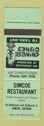 Matchbook Cover - Simcoe Restaurant Chinese ON