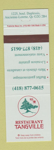 Matchbook Cover - Restaurant Tangville Chinese Restaurant Ancienne Lorette QC
