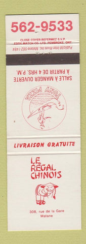 Matchbook Cover - Le Regal Chinois Restaurant Chinese Matane QC Pizza