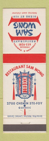 Matchbook Cover - Salm Wong Chinese Restaurant Ste Foy QC