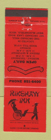 Matchbook Cover - Rikshaw Inn Chinese West Bloomfield MI