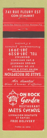 Matchbook Cover - On Rock Garden Chinese Restaurant Montreal QC