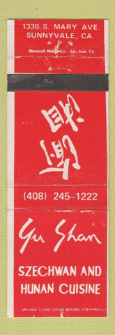 Matchbook Cover - Yu Shan Chinese Restaurant Sunnyvale CA WEAR
