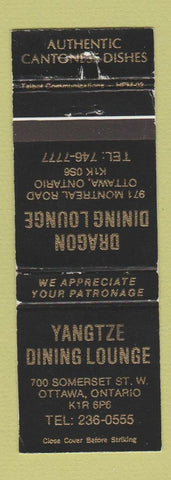 Matchbook Cover - Yangtze Chinese Restaurant Ottawa ON WEAR