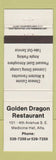 Matchbook Cover - Golden Dragon Chinese Restaurant Medicine Hat AB