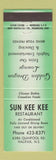 Matchbook Cover - Sun Kee Kee Chinese Restaurant Halifax NS