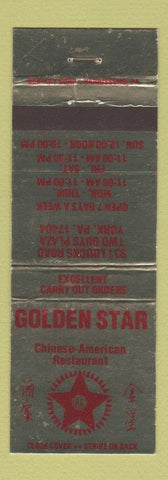 Matchbook Cover - Golden Star Chinese Restaurant York PA