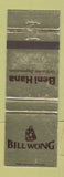 Matchbook Cover - Bill Wong Beni Hana Japanese Restaurant Montreal QC WEAR
