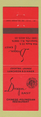 Matchbook Cover - Dragon East Chinese Restaurant Somerville NJ