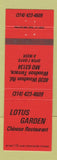 Matchbook Cover - Lotus Garden Chinese Restaurant Woodson Terrace MO
