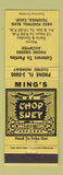 Matchbook Cover - Ming's Chop Suey Chinese Restaurant Tujunga CA