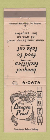 Matchbook Cover - Dragon Pearl Chinese Restaurant Los Angeles CA WEAR