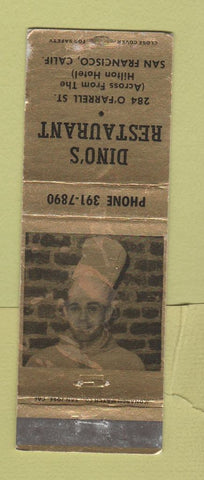 Matchbook Cover - Dino's Restaurant San Francisco CA POOR STAINED