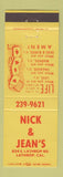 Matchbook Cover - Nick & Jen's Lathrop CA