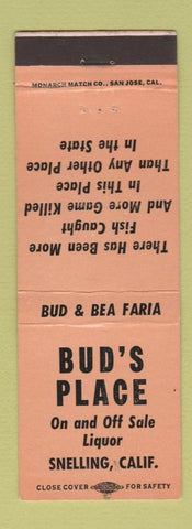 Matchbook Cover - Bud's Place Snelling CA