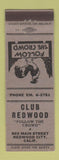 Matchbook Cover - Club Redwood City CA