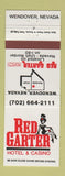 Matchbook Cover - Red Garter Hotel Casino girlie Wendover NV