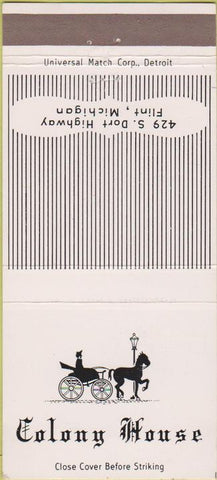 Matchbook Cover - Colony House Flint MI 30 Strike