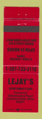Matchbook Cover - Lejay's Sportsmen's Cafe Jackson Hole WY