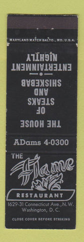 Matchbook Cover - The Flame Restaurant Washington DC