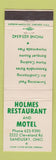 Matchbook Cover - Holmes Restaurant Motel Sandusky OH