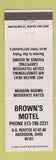 Matchbook Cover - Brown's Motel Aberdeen OH