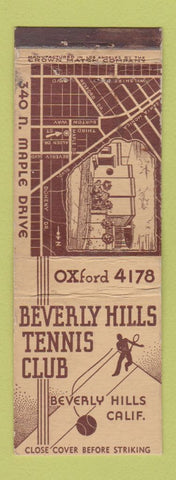 Matchbook Cover - Beverly Hlls Tennis Club CA CROWN BOBTAIL WEAR