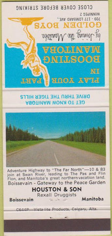 Matchbook Cover - Houston Son Rexall Drugs Boissevain MB 30 Strike