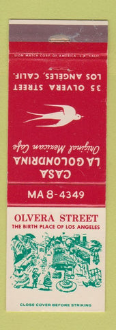 Matchbook Cover - Casa La Golondrina Mexican Cafe Los Angeles CA