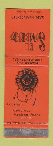 Matchbook Cover - El Sombrero Mexican Restaurant San Francisco CA
