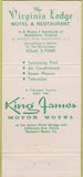Matchbook Cover - Virginia Lodge Alexandria VA 30 Strike