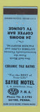 Matchbook Cover - Sayre Motel Sayre PA