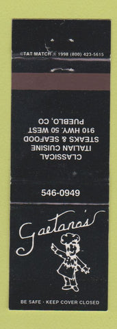 Matchbook Cover - Gaetano's Italian Restaurant Pueblo Colorado