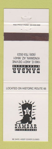 Matchbook Cover - Dambar Steak House Kingman AZ Route 66