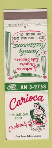 Matchbook Cover - Carioca Mexican Restaurant Los Angeles CA