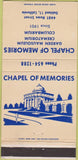 Matchbook Cover - Chapel of Memories Mausoleum Oakland CA 30 Strike