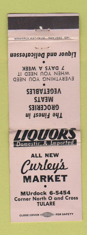 Matchbook Cover - Curley's Market Tulare CA LAVENDER WORN