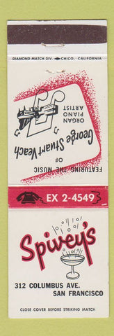 Matchbook Cover - Spivey's San Francisco CA George Stuart Veach Organ Player