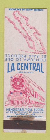 Matchbook Cover - La Central Railroad Mexico WEAR
